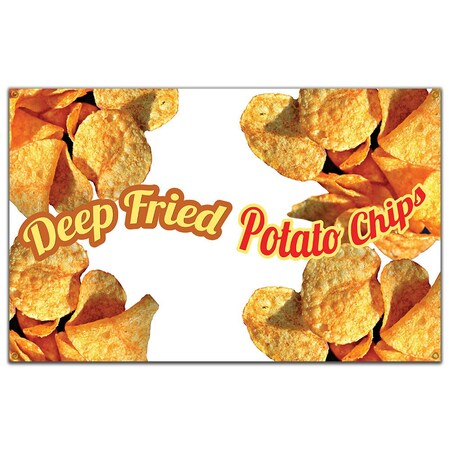 Signmission Deep Fried Potato Chips Banner Concession Stand Food Truck Single Sided B-60 Deep Fried Potato Chips19